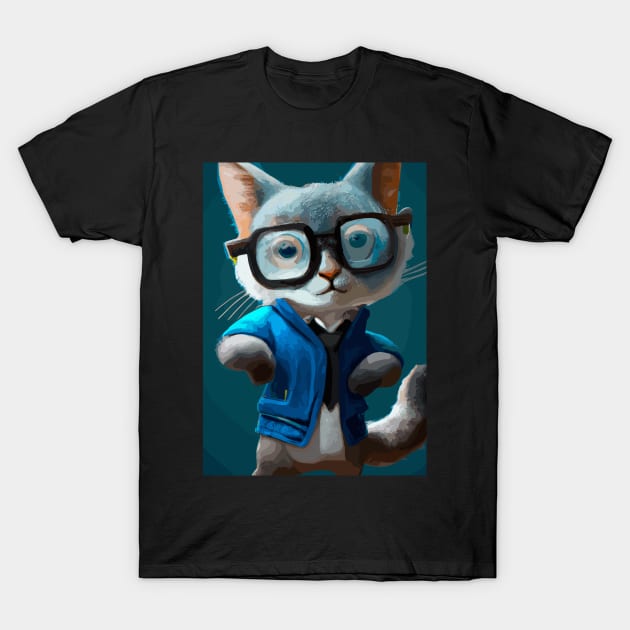 Nerd Cat T-Shirt by maxcode